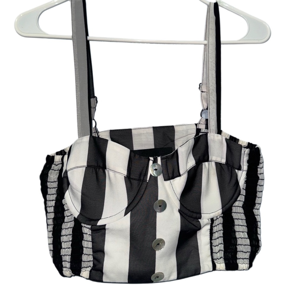 Vanessa Mooney Monochrome Striped Blouse